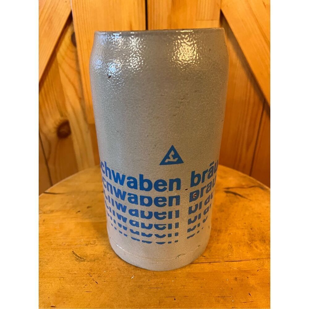 Vintage SCHWABEN BRAU 1L Stoneware Beer Mug Stein Cup Germany (7541)